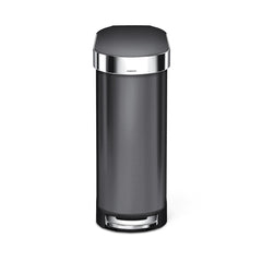 45L slim step can - black stainless steel - front image