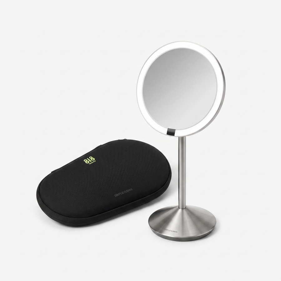 Simplehuman's 818 Sensor Mirror Fold Collaboration Case with mirror. 