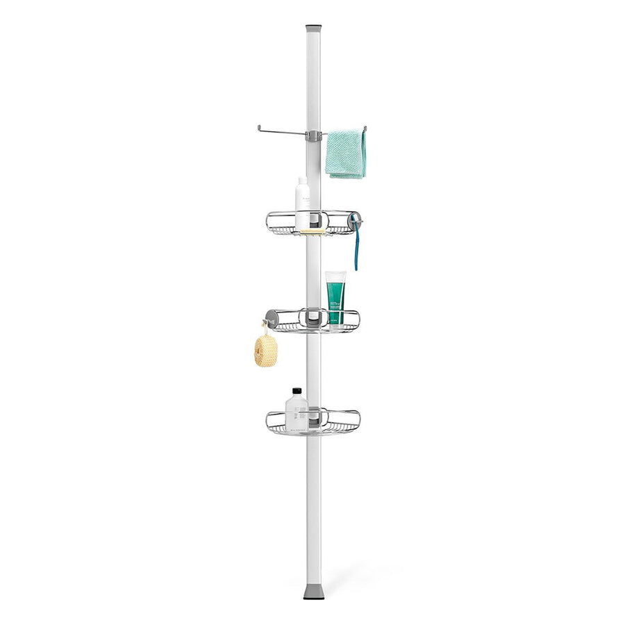 Simplehuman 9 Ft. Tension Shower Caddy, adjustable stainless steel shelves, space-saving design