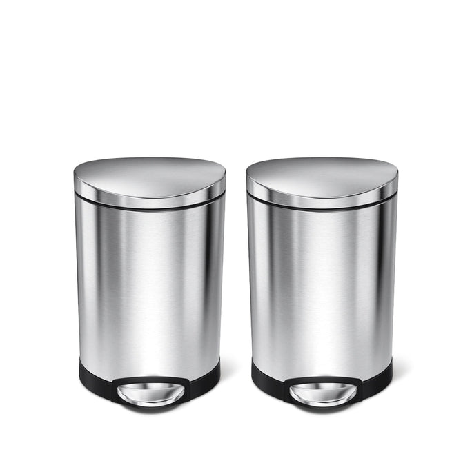 6L Semi-Round Step Can, 2-Pack