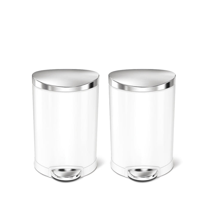 6L Semi-Round Step Can, 2-Pack