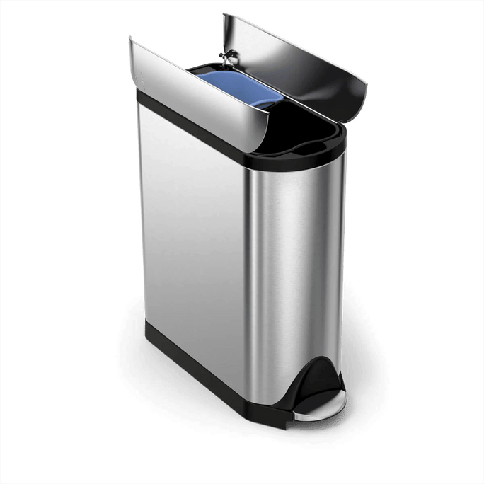 40L Dual Compartment Butterfly Step Can in Brushed