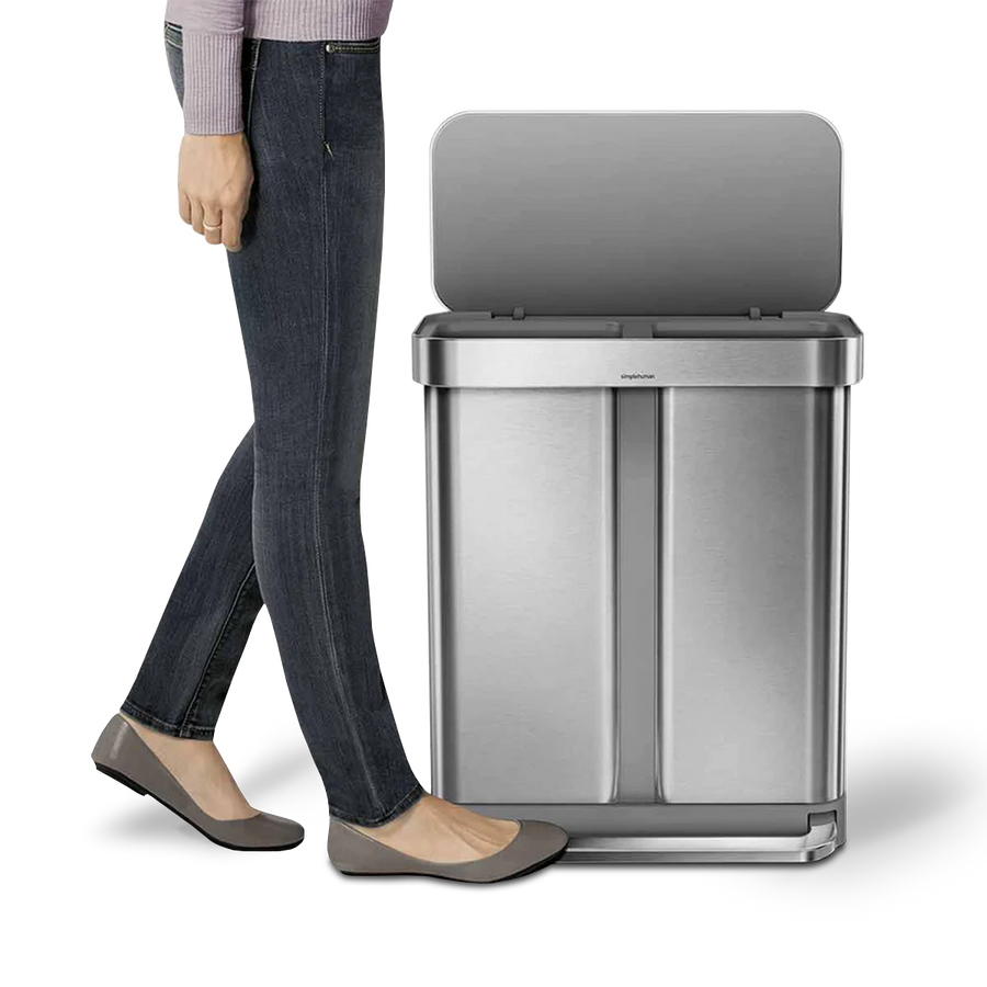 58L Dual Compartment Rectangular Step Can with Liner Pocket