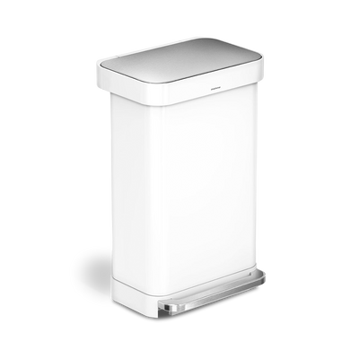 45L rectangular step canwhite