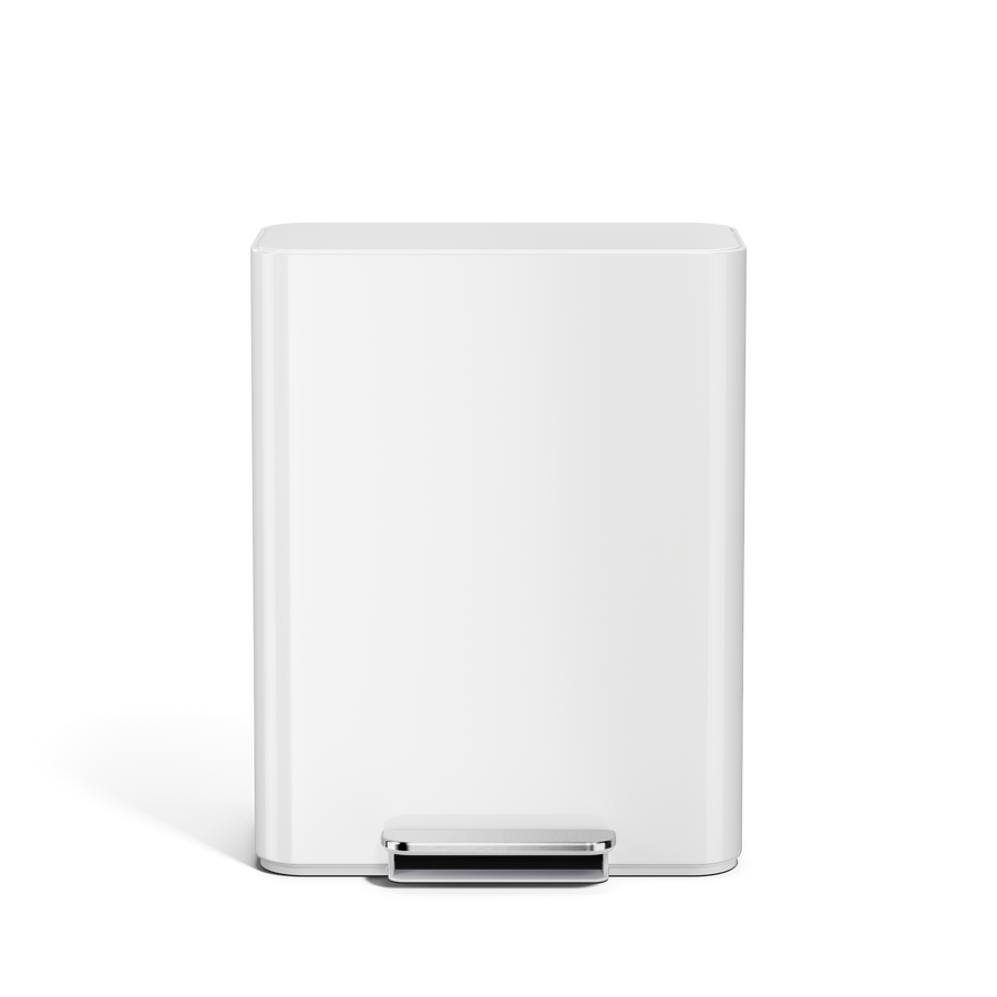 Simplehuman's White 30L Step Recycler, front view. 