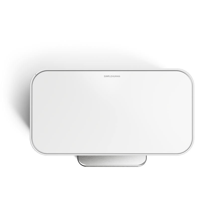Simplehuman's White 30L Step Recycler, top view. 