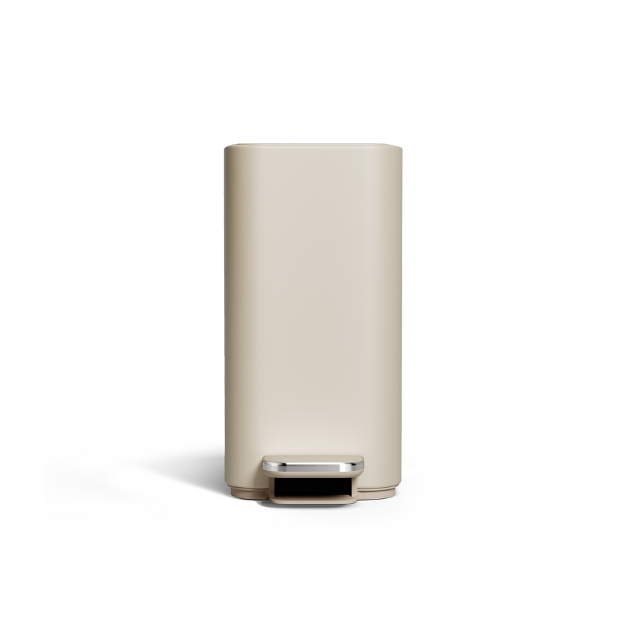 Simplehuman's 5L Slim Step Can in Latte, Front View
