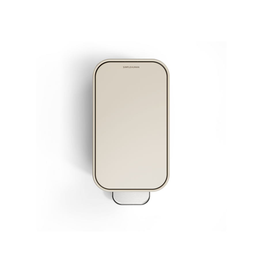 Simplehuman's 5L Slim Step Can in Latte, Top View
