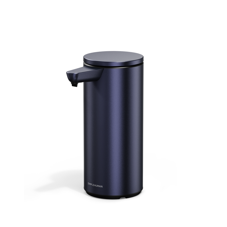 Left angel of A Simplehuman 9oz Nebula Liquid Sensor Pump.