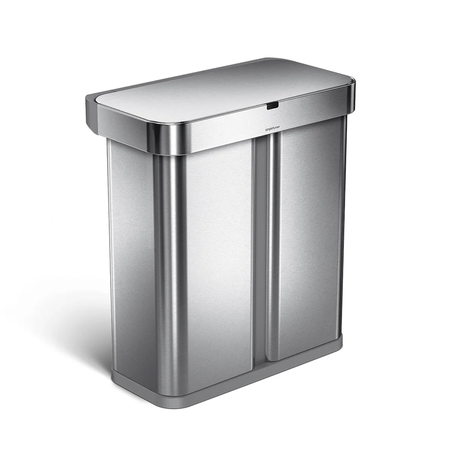 58L Dual Compartment Rectangular Sensor Can with Voice and Motion Control