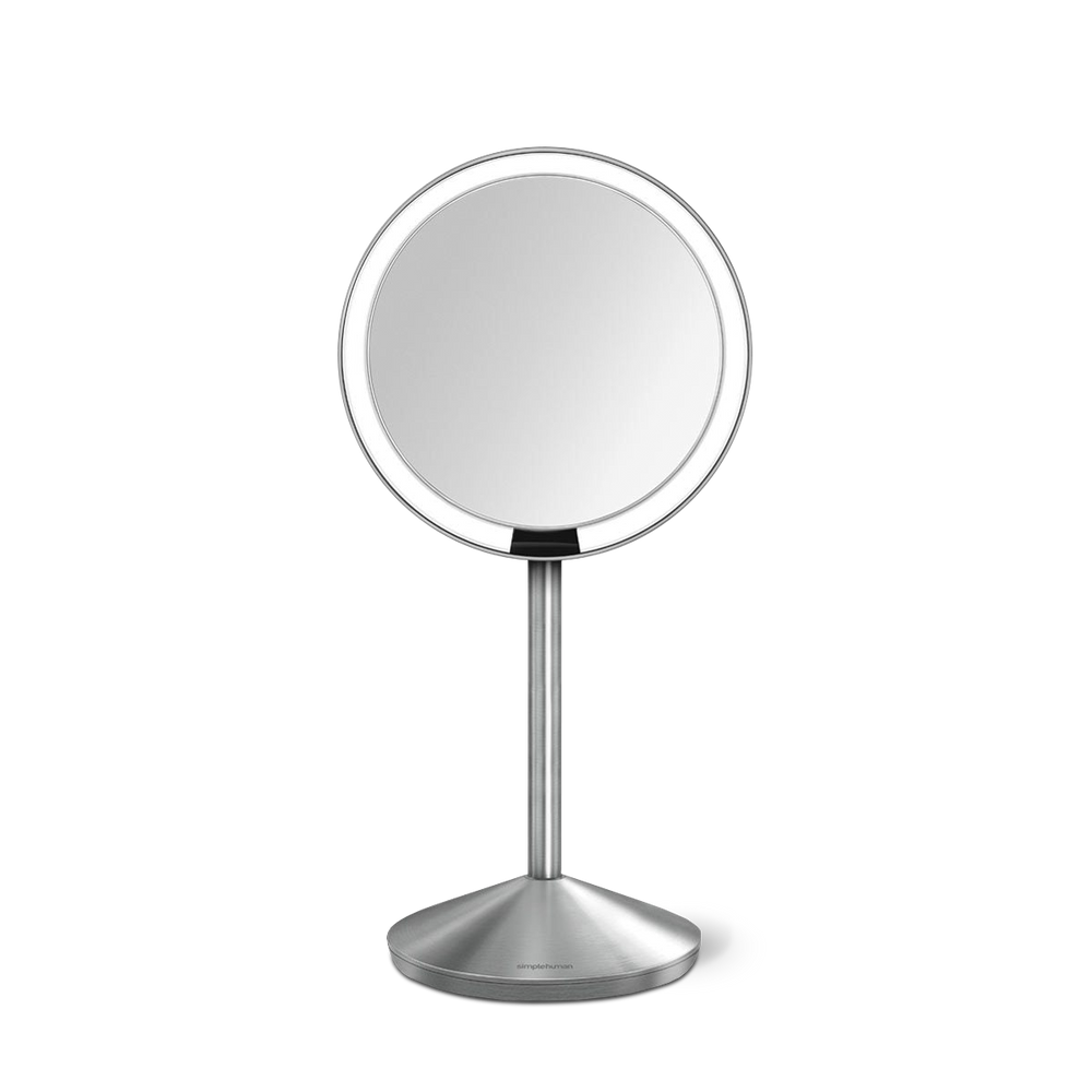 Simplehuman Brushed Stainless Steel Sensor Mirror Fold, touch-free lighting, adjustable design