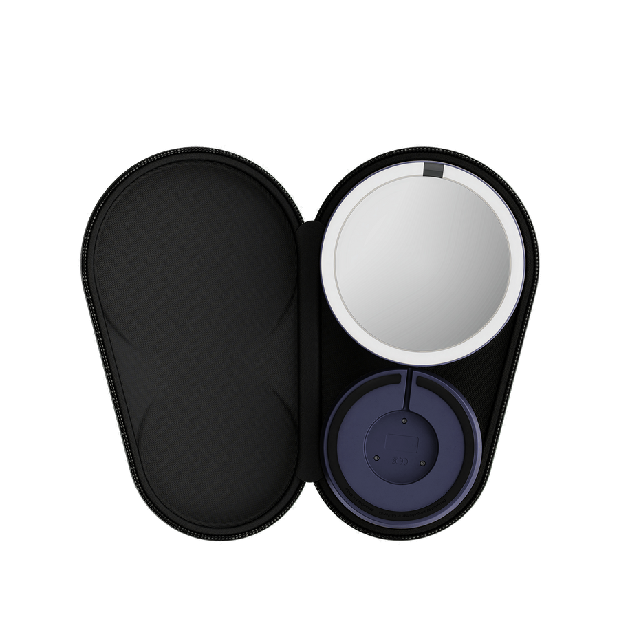 A Simplehuman Nebula Sensor Mirror Fold In Its Travel Case.