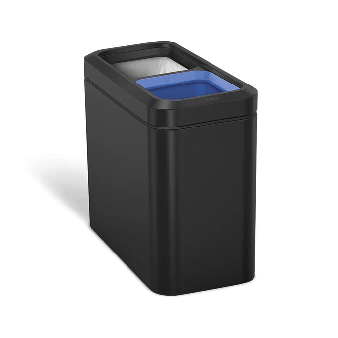 20L Dual Compartment Slim Open Can in Matte Black