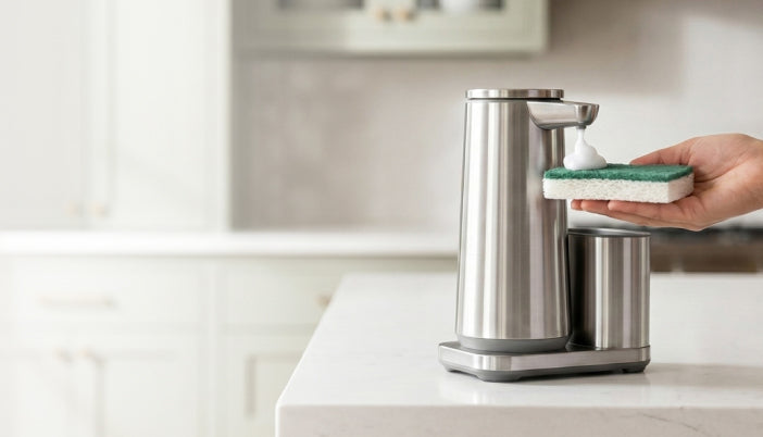 Simplehuman's Foam Sensor Pump Dish is compatible with their Foam Dish Soap.