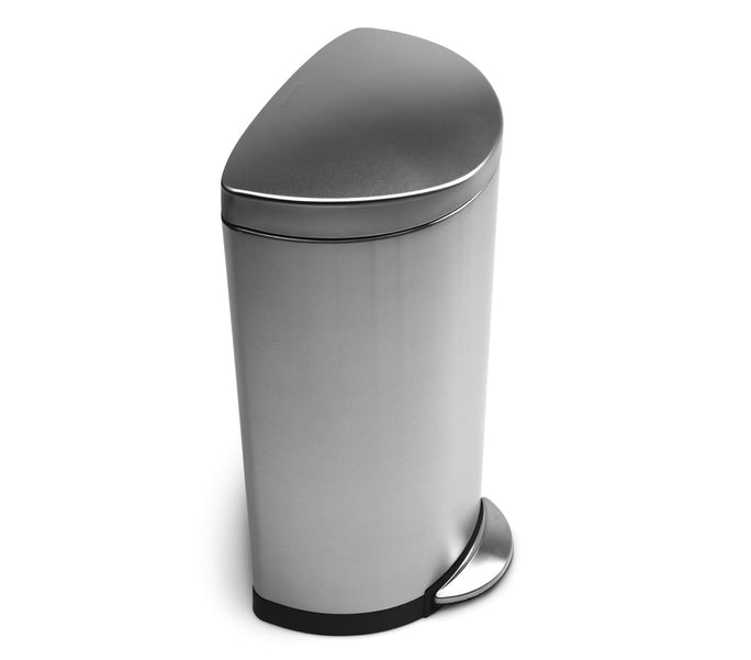 30L semi-round steel step trash can