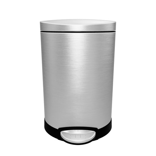 6L semi-round step can, brushed stainless steel