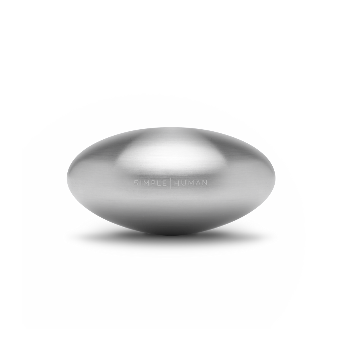 Front view of Simplehuman Brushed Stainless Steel Soap Bar, permanent odor remover.