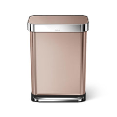 55L rectangular step can with liner pocket - rose gold finish - front view image - seohidden