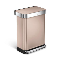 55L rectangular step can with liner pocket - rose gold finish - main image - seohidden