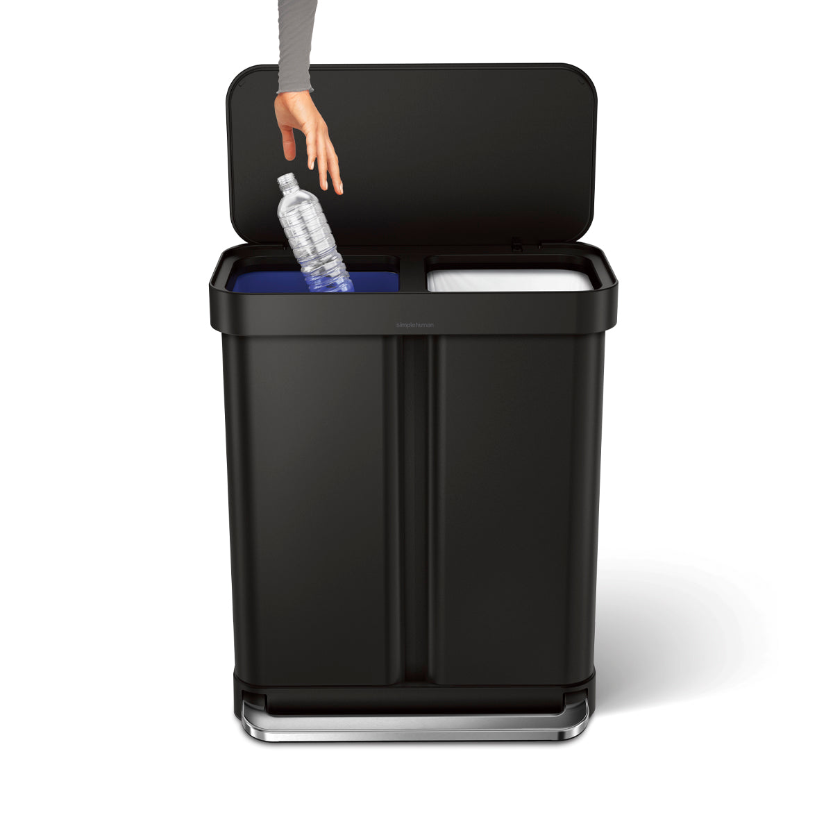 58L Dual Compartment Rectangular Step Can with Liner Pocket + Bonus 4.5L Step Can