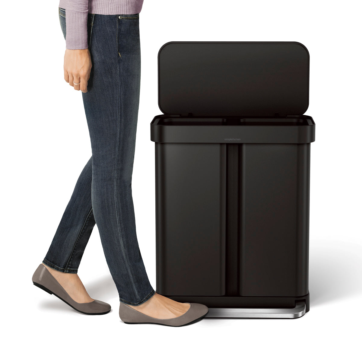 58L Dual Compartment Rectangular Step Can with Liner Pocket + Bonus 4.5L Step Can