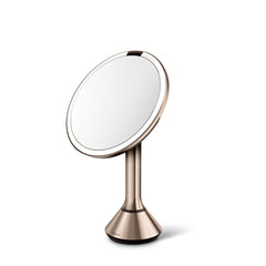sensor mirror with touch-control brightness - rose gold finish - 3/4 view image