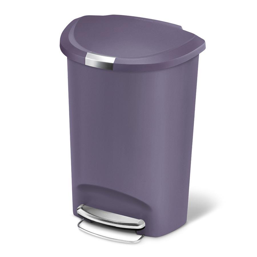 50L semi-round violet plastic step trash can