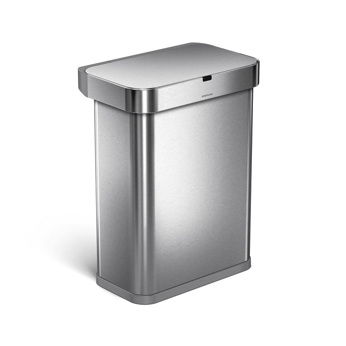 58L rectangular sensor can with voice and motion control - brushed stainless steel - main image