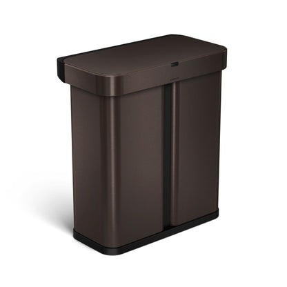 58L dual compartment rectangular sensor can with voice and motion control - dark bronze stainless steel - main image